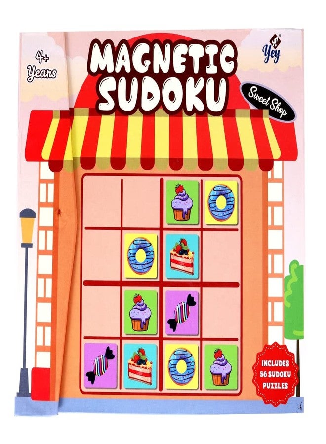 Yey Magnetic Sudoku Book Game for Kids, Travel Game, Brain Games, Brain Booster, Educational Toys for 5 to 7 Years, Magnetic Toys 16 Pieces with 56 Math Brain Teaser Puzzles and Solution - Image 1